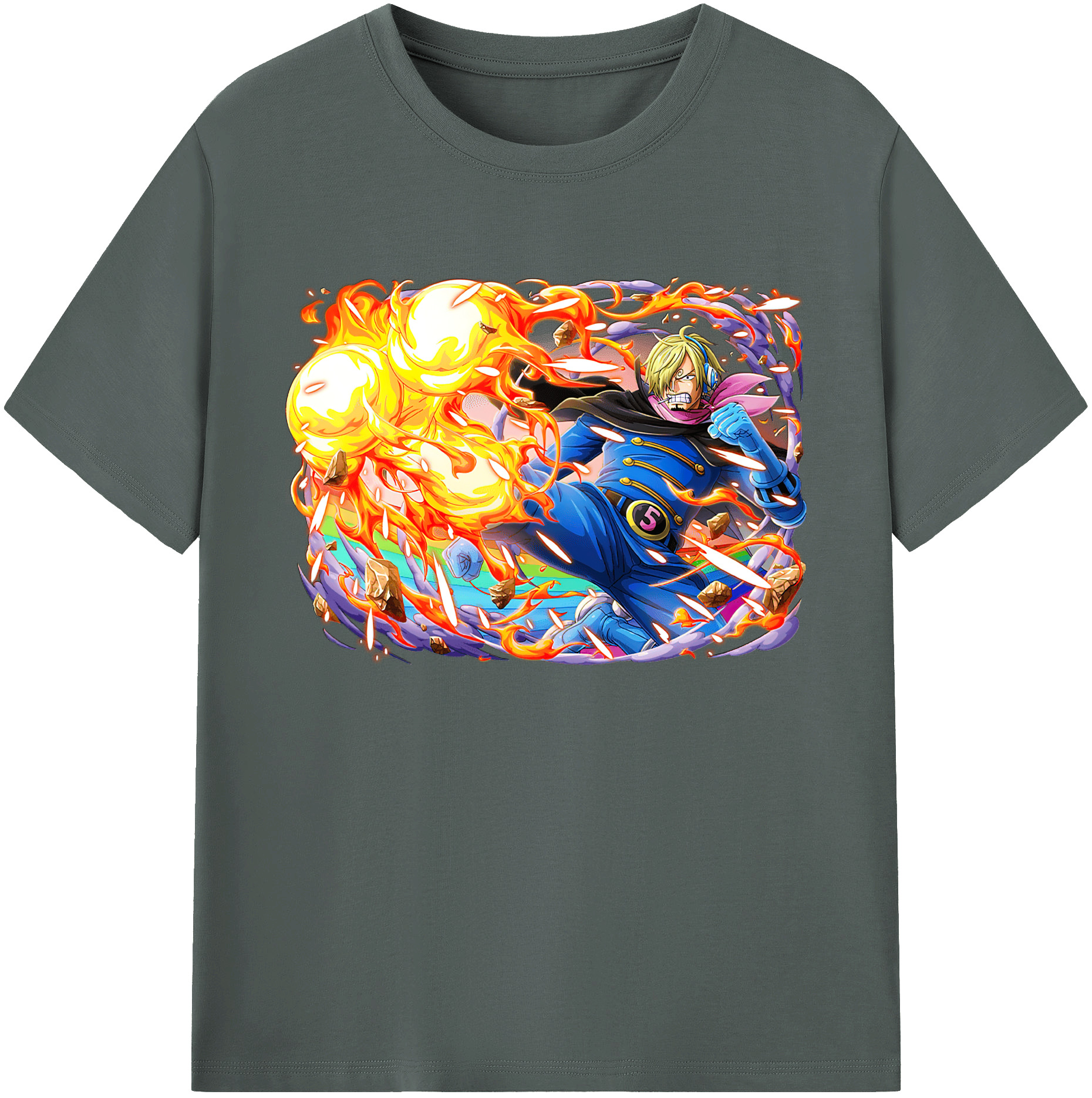 （画像用） ワンピース サンジ ONE PIECE Sanji 綿100％ メンズ半袖Tシャツ｜肌触りやわらか＆通気性